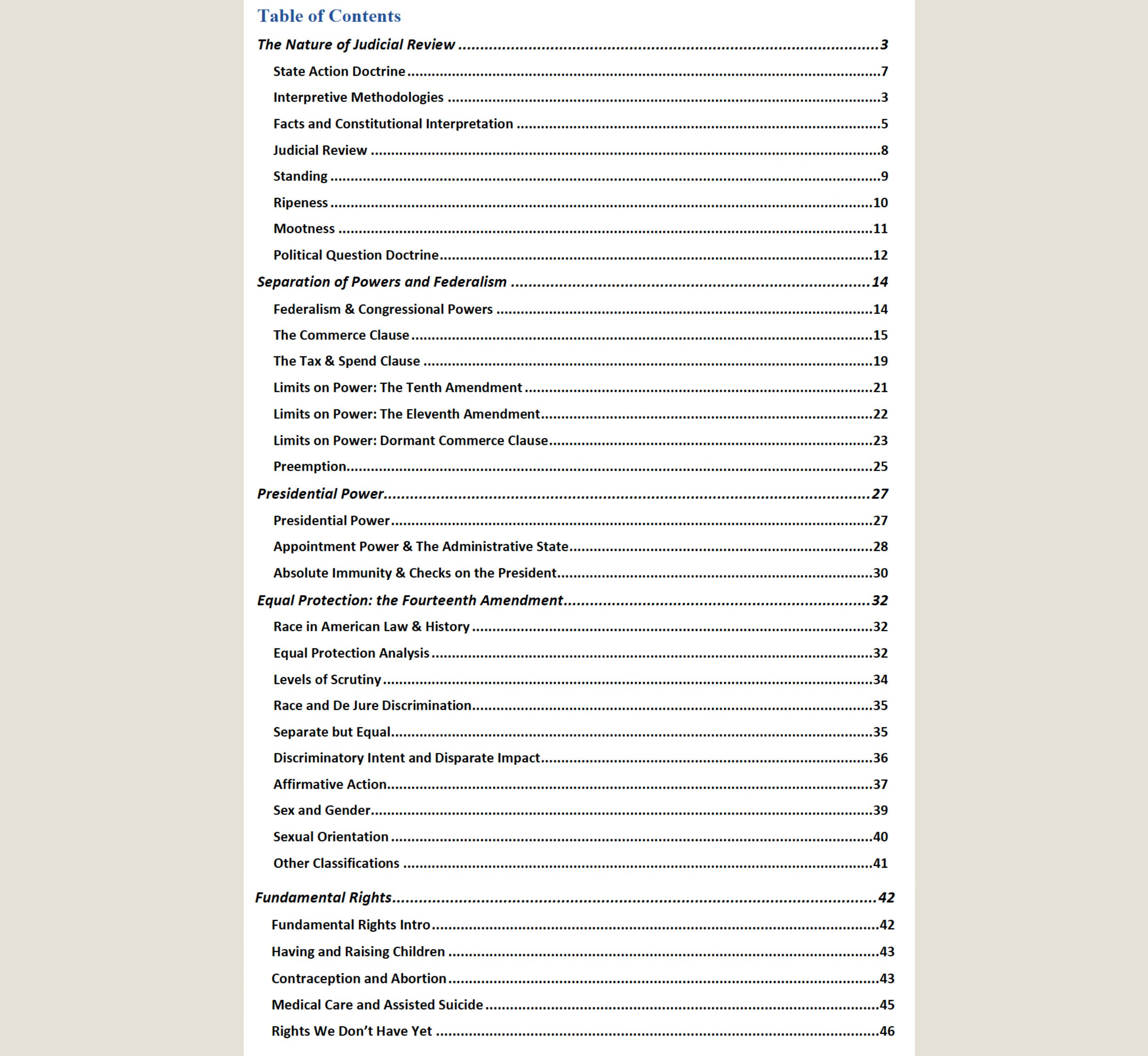 Constitutional Law Outline | 1L Law School Notes | Law School Outline ...