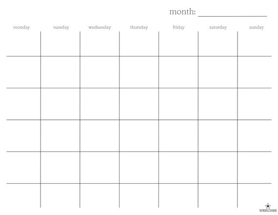 Blank Monthly Calendar – Free Printable, 60% OFF