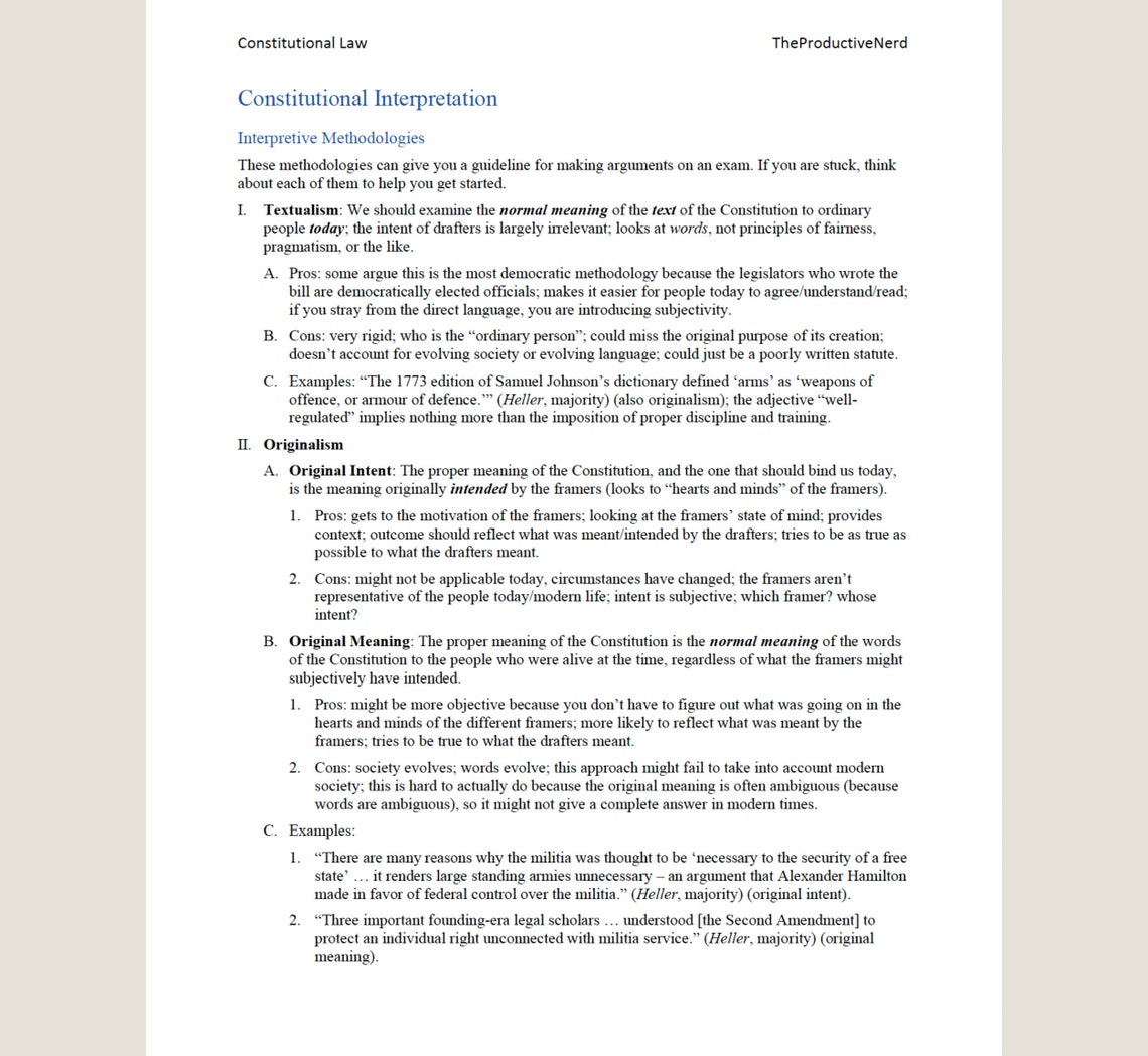 Constitutional Law Outline | 1L Law School Notes | Law School Outline ...