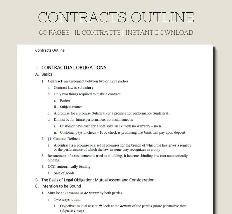 Contracts Outline 1L Law School Notes Law School Outline Contracts Contracts Outline 1L Law School Notes Law School Outline Contracts