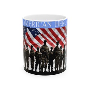 Princess Grace American Hero Ceramic Mug, Coffee Cup for Veterans, Military Appreciation Gift, Independence Day, Father&#39;s Day, 11oz, 15oz