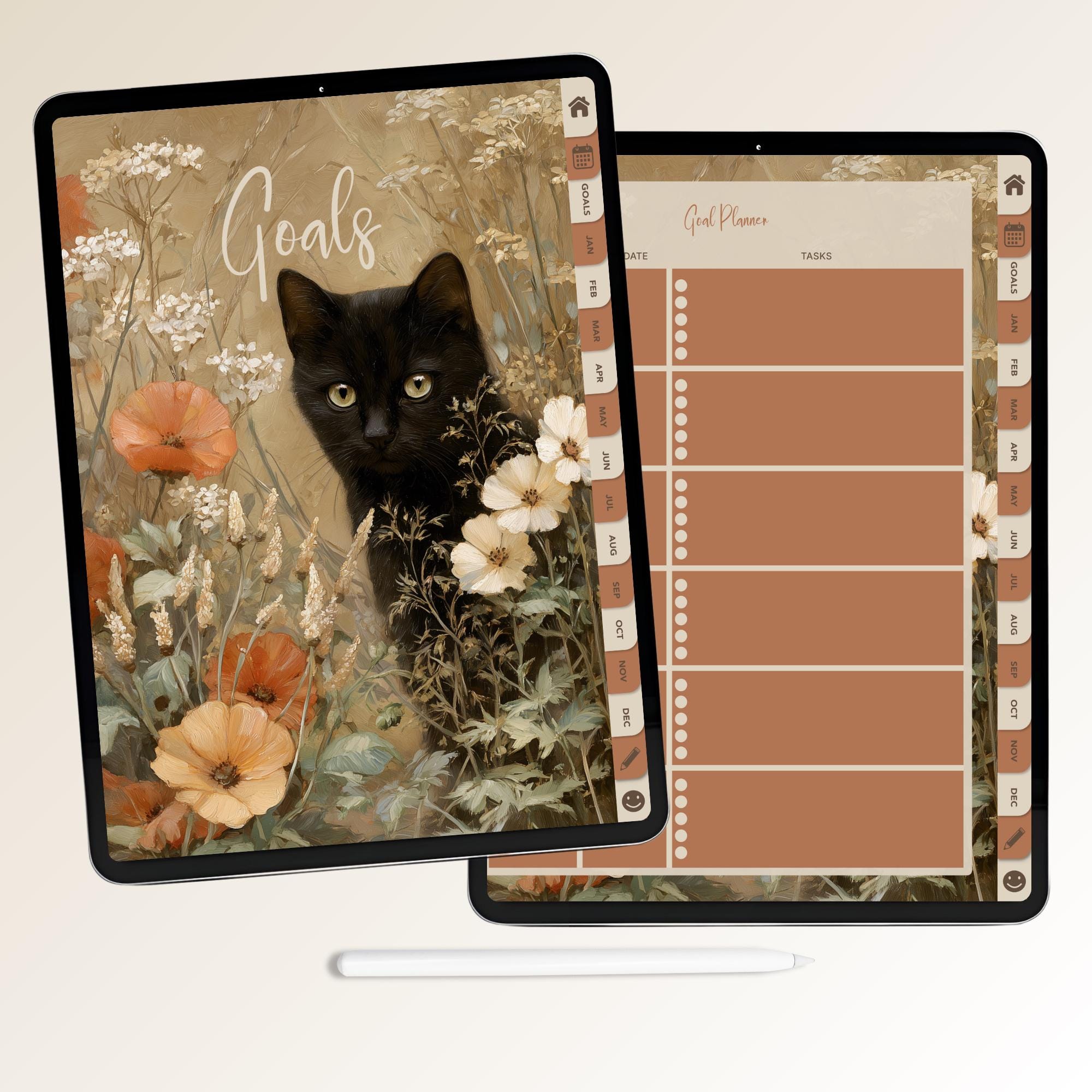 2026 Digital Planner Goodnotes | Floral Cat Oil Painting | Hyperlinked ...