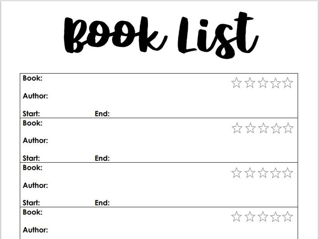 Book List - Etsy