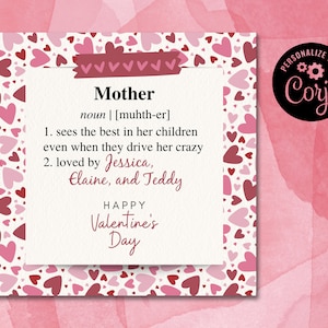 Mother Valentine's Day Card, Mom Valentine Card, Mom, Mommy, Mama, Mum ...