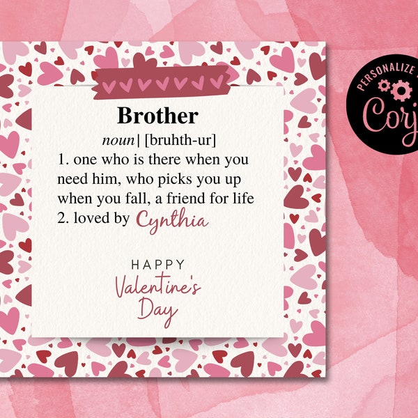 Brother Valentine Card, Brother Valentine's Day Card, Unique Valentine Card, Bubba, Bubby, Bro, Unique, Super Cute, Sister, Instant Download