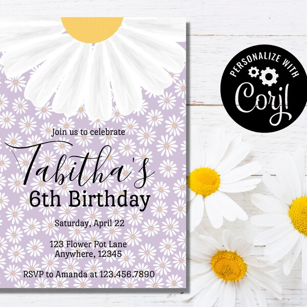 Daisy Birthday Invitation Etsy