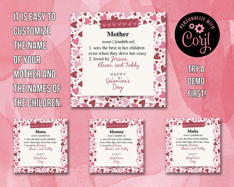 Mother Valentine's Day Card, Mom Valentine Card, Mom, Mommy, Mama, Mum ...