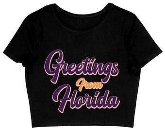 Cute Florida Women's Cropped T-Shirt - Graphic Crop Top - Word Art Crop Tee Shirt