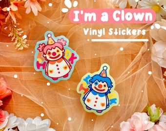 I'm a Clown Sticker - Cute Clown Sticker - Pink Clown Sticker - Blue Clown Sticker - Clown Vinyl Sticker