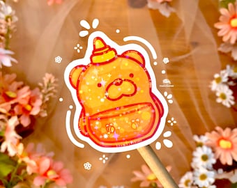 Cute Honey Bear Sticker - Holographic Honey Bear Sticker - Shiny Honey Bear Sticker