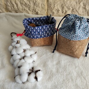 Bolsa portátil para guardar maquillaje de corcho y algodón