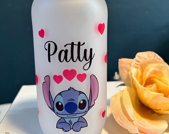 Taza de puntada personalizada, lata de vidrio, vaso