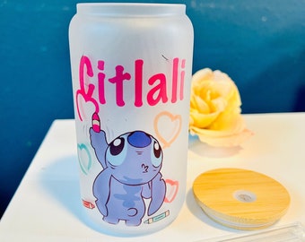 Taza de puntada personalizada, lata de vidrio, vaso
