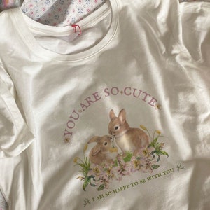 Cute Rabbit Shirt Trendy Coquette Clothing Vintage Tee Vanilla Girl Cute Graphic Shirt Vintage Cottagecore TShirt Bunny Gift For Her Easter