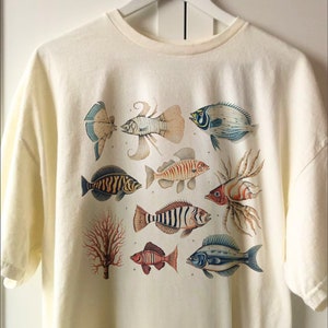 Vintage Fish Tshirt Seashell Shirt Vintage Graphic Comfort Colors Tee Fish Aquarium Tee Sea Creatures Cottagecore Shirt Aesthetic Shirt