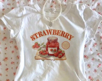 Baby Tee Strawberry Vintage Graphic Baby Tee Vintage Shirt Coquette Baby Tee Y2k Shirt Vintage Graphic Tee Strawberry