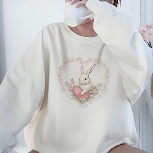 Bunny Sweatshirt Coquette Sweatshirt Trendy Crewneck Aesthetic Sweatshirt Cute Sweatshirt Gift For Her Comfort Colors Sweatshirt
