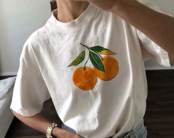 Vintage Orange Shirt Art Graphic Tee Fruit Shirt Pastel Drawing Oranges Shirt Foodie Gift Vintage Graphic Shirt Aesthetic Fruit Shirt Boho