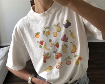 Vintage Fruit T-Shirt Aesthetic T-Shirt For Women Trendy Crewneck Vintage Shirt Graphic Shirt For Women Fruit Shirt Cottagecore Shirt