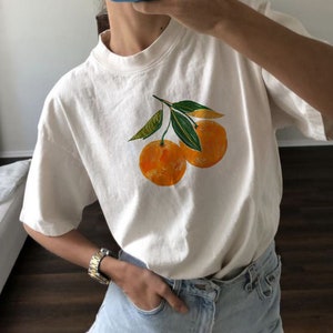 Vintage Orange Shirt Art Graphic Tee Fruit Shirt Pastel Drawing Oranges Shirt Foodie Gift Vintage Graphic Shirt Aesthetic Fruit Shirt Boho