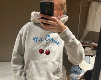 Cherry Hoodie Cherry Sweatshirt Aesthetic Hoodie For Women Aesthetic Trendy Crewneck Hoodie Ma Cherise Hoodie Graphic Hoodie Trendy Hoodie