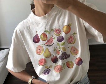 Vijgenshirt Fruit grafisch shirt Vijgen grafische T-shirts voor vrouwen Vijgen T-shirt Esthetisch shirt Vintage shirt Vintage fruitshirt Grafisch fruitshirt