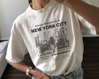 Camiseta para mujer Camisa Camiseta gráfica de la ciudad de Nueva York Ropa estética de la chica del centro Camisa de Nueva York Camisa gráfica estética gráfica linda para las mujeres