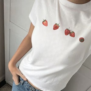 Strawberry Baby Tee Graphic Baby Tee Cute Baby Tee Coquette Baby Tee Strawberry Shirt Baby Tee Women Y2k Baby Tee Gift For Her Aesthetic Top