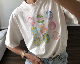 Easter Eggs Comfort Colors T-Shirt Graphic Tees For Women Easter Bunny Tee Easter Egg Tee Easter Shirt Gift For Mom Easter Egg Cute graphic