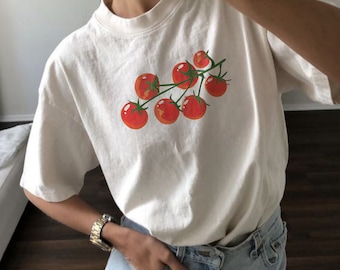 Camisa de tomate Comfort Colors Tee Camisetas gráficas para mujeres Camisa de frutas Camiseta de tomate Camiseta de moda Crewneck Vintage Graphic Tees Regalo Comfort Colors Shirt