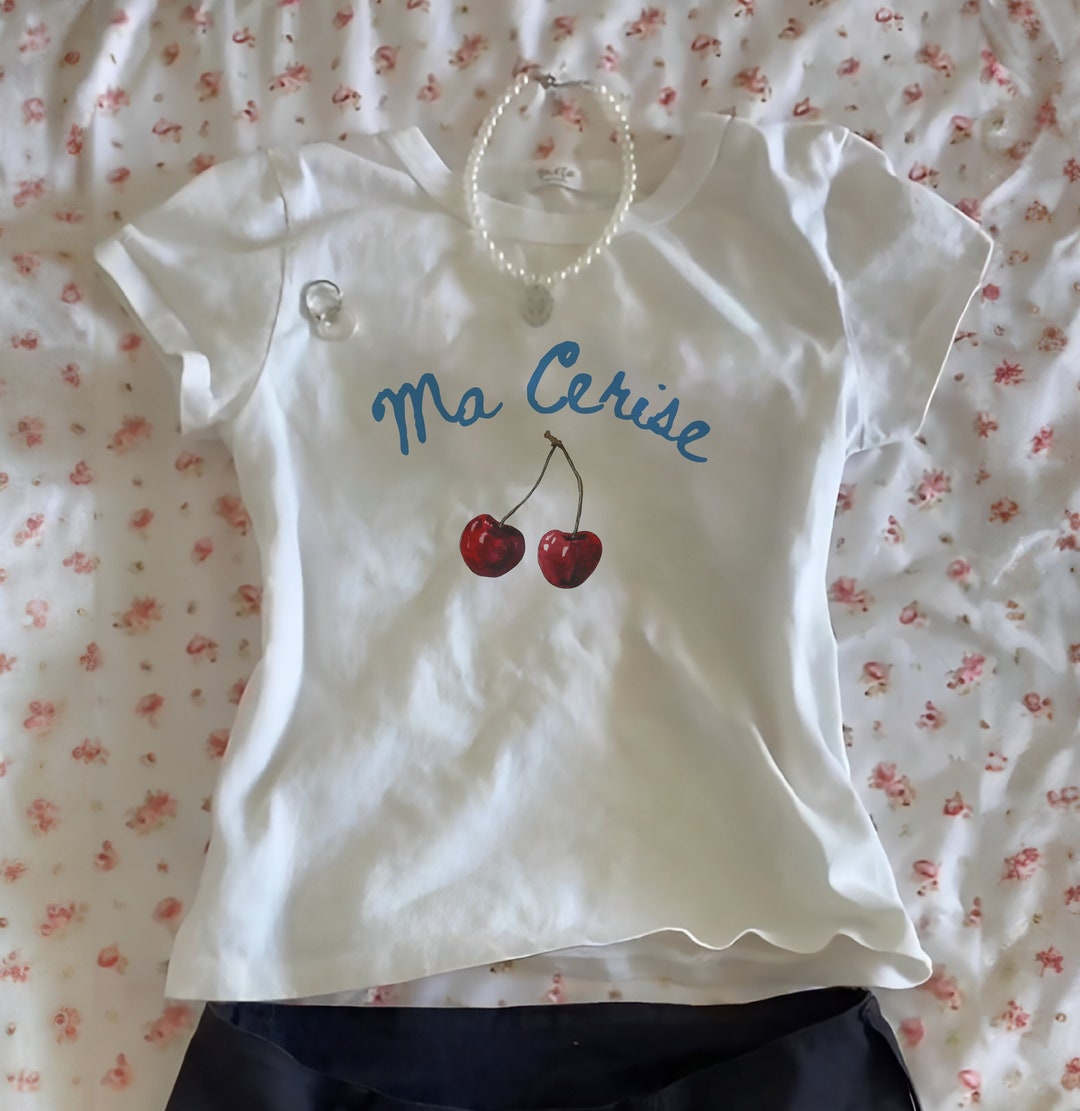 Cherry Baby Tee Vintage Baby Tees Screen Print Graphic Baby Tees Y2k