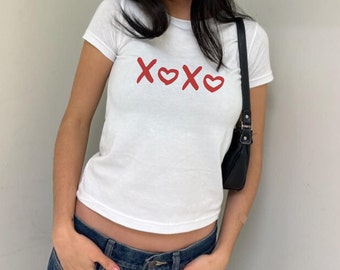 xoxo babytee cinnamon girl baby tee aesthetic baby tee grunge y2k baby tee women crop top white crewneck cropped tee for women screen print