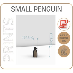Planes de bricolaje de pingüinos 3D de tamaño pequeño, decoración del hogar para Navidad, proyectos de carpintería, trazo imprimible, planos de construcción, silueta, recorte de cartón