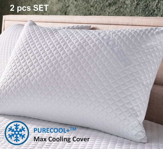 2PCS Cooling Gel Pillow, Memory Foam Pillow for Sleeping w/ Washable Pillow  Case