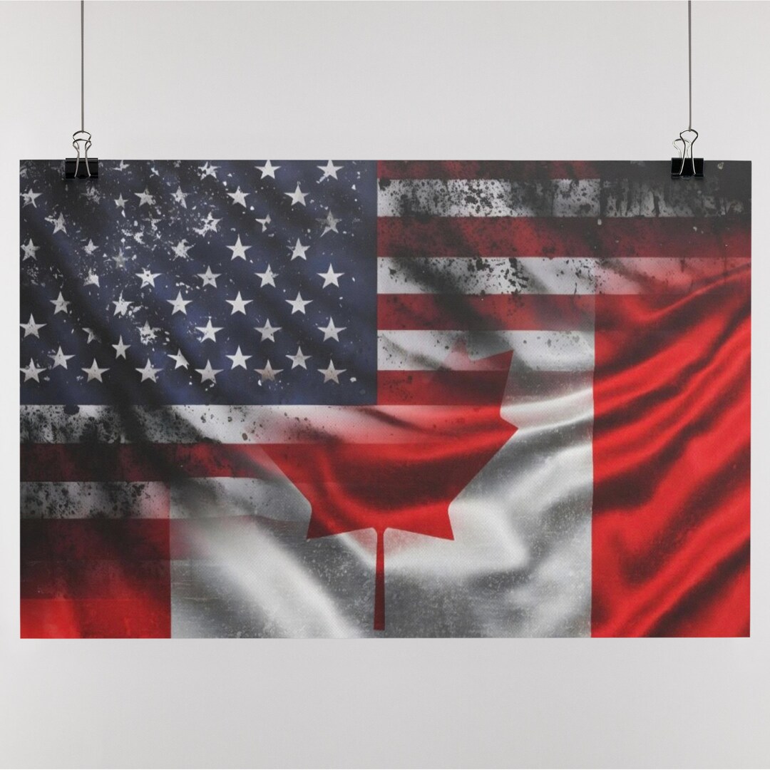 American Canadian Flag Canvas or Poster Flag Wall Painting Etsy