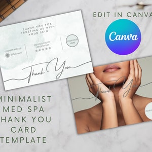 Thank You card for cosmetic patients, medical spa thank you, elegant thank you card for clients, cosmetic appreciation card, minimalist