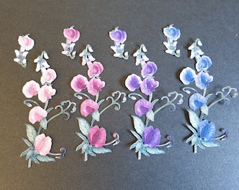 6 Small SWEET PEA flowers ideal cardmaking Scrapbooking Ephemera