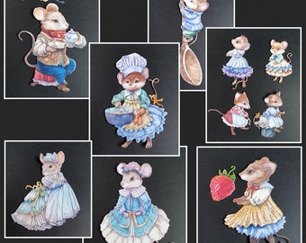 CUTE MICE ideal cardmaking scrapbooking Toppers etc.