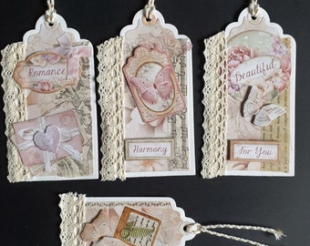 Stamperia Romance Forever Hand made tags Ephemera ideal cardmaking Scrapbooking journaling. Set1