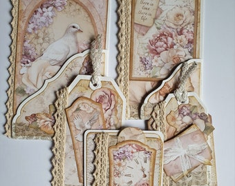 Stamperia Romance Forever Hand made tags Ephemera ideal cardmaking Scrapbooking journaling. Set1b