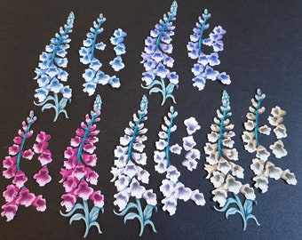 6 FOXGLOVES by Carnation Crafts Die Cuts with decoupage pieces