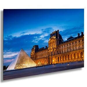 Louvre at Night Print, Paris Architecture Photography, Illuminated Pyramid Art, Romantic France Wall Decor, European Landmark Photo.