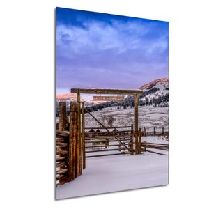 Lamar Buffalo Ranch Print - Yellowstone Winter Photography - Rustic Ranch Wall Art - Snowy National Park - Historic Yellowstone Landscape.