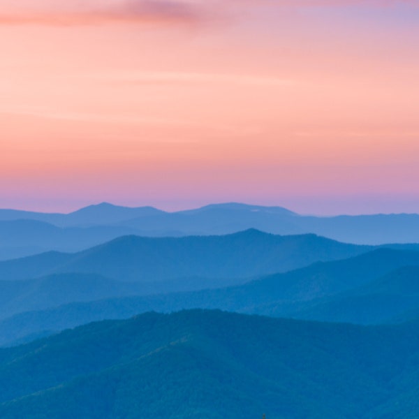 Mountain Sunset Nature Photography for Home or Office Wall Decor. Great Smoky Mountains National Forest Art Print. Blue Ridge Mountains.