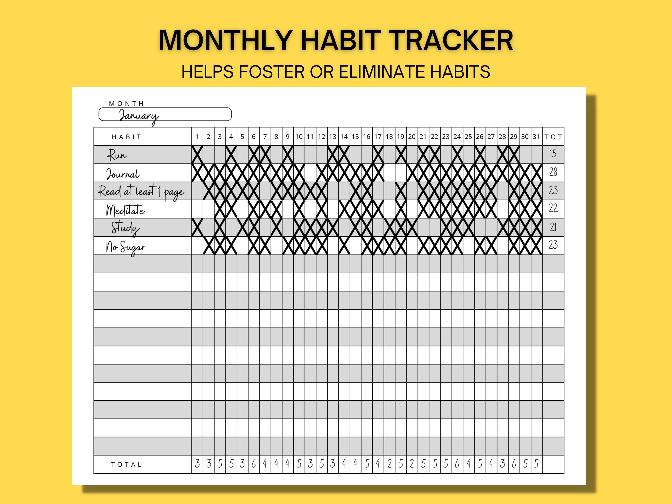 Monthly Habit Tracker Instant Download Printable Letter Size - Etsy