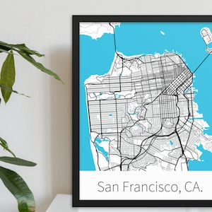 San Francisco, CA. | City Minimalist Map in Black and White | Printed on Premium Wall Art | Available on Poster, Framed Poster, and Canvas