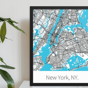 New York, NY. | City Minimalist Map in Black and White | Printed on Premium Wall Art | Available on Poster, Framed Poster, and Canvas