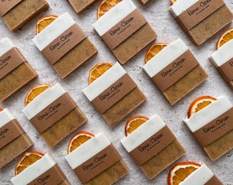 Orange Soap Bar-Handcrafted Artisan Soap for Wedding,Bridal, Baby Shower & Baptism Favors| Unique ~ Personalized Gift