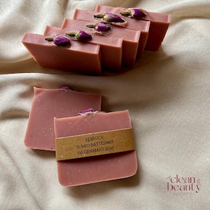 Rosa personalizzata Sapone floreale naturale fatto a mano-Regalo per la festa della donna-Bomboniera di nozze-Regalo di compleanno