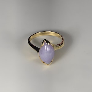 KaysJade Lavender/light purple A jade ring -18K gold size 5.5 -fine jewelry